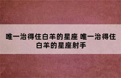 唯一治得住白羊的星座 唯一治得住白羊的星座射手